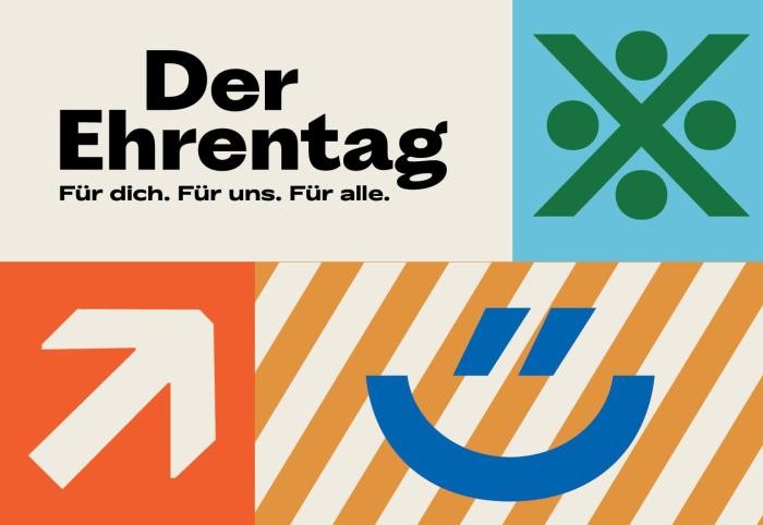 Farbige Grafiken, die als Logo das Ehrenamt symbolisieren sollen