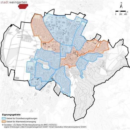 Übersichtskarte über die Eignungsgebiete der Stadt Weingarten