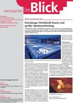 Das Titelblatt der Ausgabe zeigt ein Bild vom beleuchteten Schwimmerbecken des Hallenbades und ein Bild der Sauna