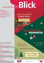 Das Titelblatt der Ausgabe zeigt eine Grafik mit den Daten für drei Weihnachtsmärkte in Weingarten.